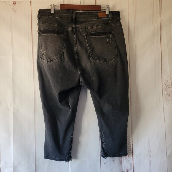 Judy Blue Skinny Fit Capri Jeans, Women’s Plus Jeans 20W, Distressed, Black, EUC - Picture 2 of 9